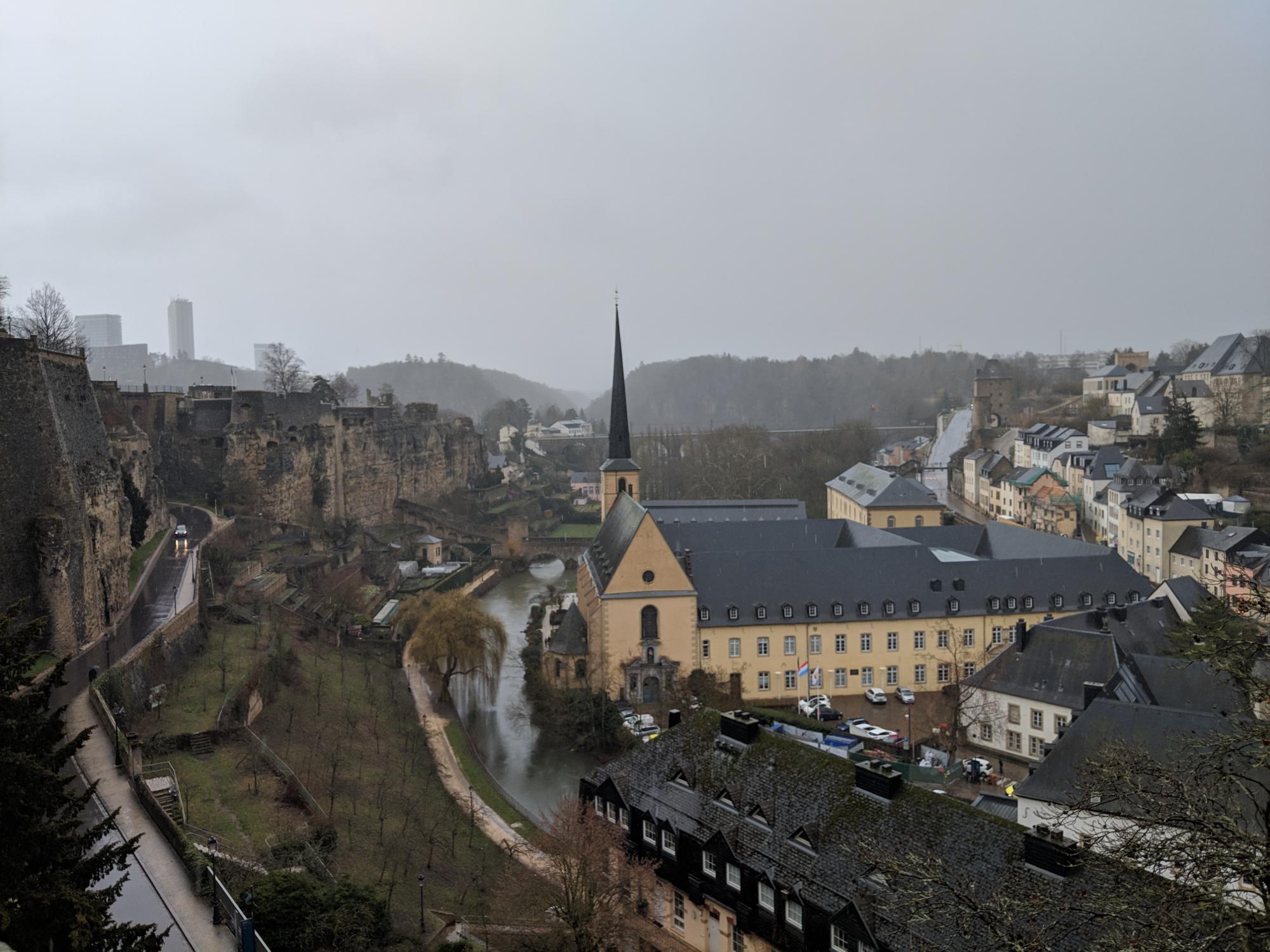 Overlooking Casemates du Bock (on the left) and Neumünster Abbey (across the river)